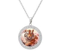 Tigre giapponese fiore di ciliegio fiore di diamante collana per le donne carino lega ciondoli collana gioielli regalo, Misura unica, Metallo, Nessuna pietra preziosa