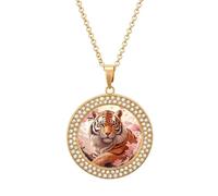 Tigre giapponese fiore di ciliegio fiore di diamante collana per le donne carino lega ciondoli collana gioielli regalo, Misura unica, Metallo, Nessuna pietra preziosa