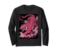 Tigre Giapponese Tattoo Art Vintage feroce Ukiyo-e Tora Maglia a Manica