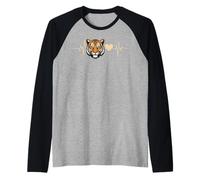 Tigre maglietta Spirito Cute Tiger Wild Animal Tiger Heartbeat Maglia con Maniche Raglan