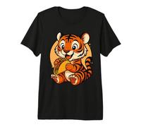 Tigre Mangiare Taco Messicano Tiger Kawaii Anime Maglietta Premium