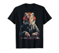 Tigre Musica Cuffia Grafica Animale Stampa Artwork Tiger Maglietta