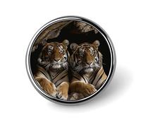 Tigre nella caverna Distintivo rotondo Carino Spilla Cappelli Giacche Decorazione Personalizzata Spilla Abbigliamento Gioielli Accessori per Festa di Nozze Regalo