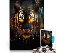 Tigre nera oro astratta Puzzle da 1000 pezzi per adulti Giocattoli che creano dipendenza e sfidano l'intelligenza del cervello Ottimi regali e giocattoli 38x26cm