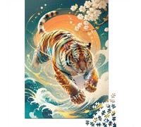 Tigre onda fiore 1000 pezzi mini puzzle per famiglia esigenti | 70 x 50 cm, decorazione per ufficio, perfetta idea regalo di compleanno, antistress