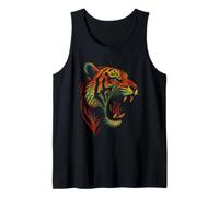 Tigre Pointillism Art Animal Colorful DOT Style Opera d'Arte Canotta