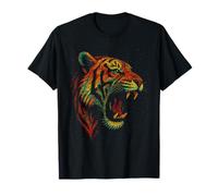 Tigre Pointillism Art Animal Colorful DOT Style Opera d'Arte Maglietta