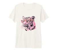 Tigre Rosa Colorata con Occhiali Stile Pop Art Maglietta Premium