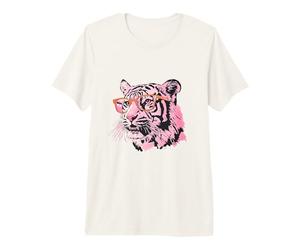 Tigre Rosa Colorata con Occhiali Stile Pop Art Maglietta Premium