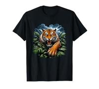 Tigre Ruggente Giungla Tropicale Predatore Fauna Selv Maglietta