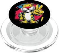 Tigre segno della pace retrò pop carattere grafico arte gesto PopSockets PopGrip per MagSafe