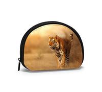 Tigre sulla prateria, borsa per il trucco a conchiglia a portafoglio Borsa per la conservazione delle donne Borsa piccola per il cambio a conchiglia