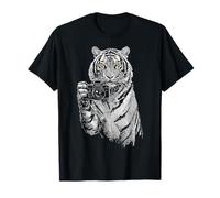 Tigre Tiene Macchina Fotografica Stampa Animale Amante Disegno Art Tig Maglietta
