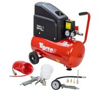 Tigren Compressore d'aria ad azionamento diretto, senza olio, 230 V, 24 L, 2 hp, 1,5 kW, 116 psi, 8 bar, 8 CFM 97d, con kit di 7 accessori per aria con pistola a spruzzo, tubo dell'aria e gonfiatore