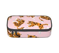 Tigri Carini Animali Da Circo Su Sfondo Rosa, Astuccio per matite, Astuccio per matite Astuccio per penne a matita di grande capacità Borsa per cosmetici