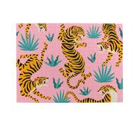 Tigri che ballano su una tigre asiatica rosa, oro, arancione e nero, puzzle da 500 pezzi per adulti - puzzle in legno per adulti e anziani