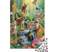 Tigri selvatiche nella foresta Puzzle per Adulti Puzzle 1000 Pezzi Carta Gioco di Puzzle 1000 Pezzi Animali Naturali Relax Concentrazione Decorazione Regalo 38x26cm/1000pcs
