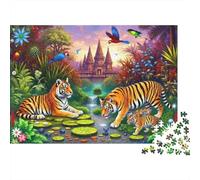 Tigri Tropicali Puzzle 1000 Pezzi per Adulti Scena Naturale Colorata Gioco di Puzzle in Carta Relax Famiglia Decorazione 38x26cm/1000pcs