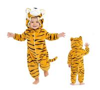 Tigrotto Tutina Costume Baby Carnevale: Costume Per Bambini Tigre Con Cappuccio E Codaunisex Toddlers Pagliaccetto Neonato Animale Stile Flanella Cosplay Carnevale Halloween Costume (120 (30-36 mesi))
