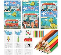 Tigvio Mini Libri da Colorare per Bambini - Set 12 Libri + 72 Matite Colorate - dai 3-6 Anni