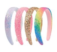 Tihebax Cerchietti con glitter per ragazze, 4 pezzi, fascia per capelli scintillante, oro rosa e bianco, per ragazze 4-6, fasce per ragazze 8-12 fasce per capelli con strass, accessori per capelli per