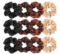 TIHEBAX Elastici in raso, 12 elastici in seta, per ragazze e donne, senza pieghe, morbidi elastici per coda di cavallo e elastici per capelli, colori neutri, accessori per capelli adatti a tutti i