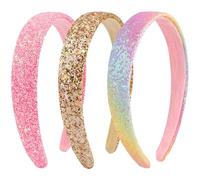 Tihebax Fasce per capelli per ragazze con glitter arcobaleno rosa oro fascia per donne ragazze scintillante fascia per capelli per ragazze fasce per capelli brillanti accessori per capelli per feste