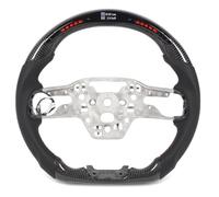 Tihebeyan Design Ergonomico, Luci di a LED Dinamico, Volante in Fibra di Carbonio a Schermo LCD Incorporato per 2024+, Fibra di Carbonio Lucida + Pelle Perforata, Cucitura Rossa, Piatto