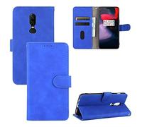 TiHen Compatible con Cover One Plus 6, PU Pelle Portafoglio Custodia Magnetico con Funzione Supporto, Slot Porta Carte+Proteggi Schermo in Vetro Temperato*2-Blu