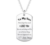 Tihnvk Collana con scritta in inglese "To My Son", idea regalo per figlio da parte della mamma, con scritta "I Love You", regalo di Natale e compleanno per i figli