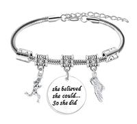 Tihnvk Regalo per corridori donne con scritta in inglese "She Believed She Could So She Did", braccialetto per amanti della corsa, regalo per atletica leggera