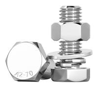 TIHONORI Set da 50 Pezzi di bulloni e Dadi esagonali in Acciaio Inox 304, Diametro M8, Lunghezza del bullone 10 mm-20 mm per Riparazione mobili e assemblaggio Meccanico,16mm
