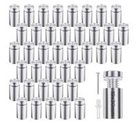 TIHOOK 36 Pezzi 19 x 30 mm Distanziali per Targhe, Chiodi Pubblicitari in Acciaio Inox, supporto per viti per pubblicità, chiodi in vetro con Vite per cartelli, per Specchi Cartelloni Pubblicitari