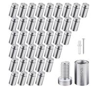 TIHOOK 40 Pezzi 12 x 20 mm Distanziali per Targhe, Chiodi Pubblicitari in Acciaio Inox, supporto per viti per pubblicità, chiodi in vetro con Vite per cartelli, per Specchi Cartelloni Pubblicitari