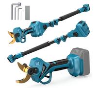 TIHOOK Cesoie da giardino a batteria 2 in 1, motore elettrico senza spazzole con asta telescopica da 8,2 m, LCD, apertura massima 60 mm, forbici per Makita BL-18 V, per tagliare alberi (senza batteria