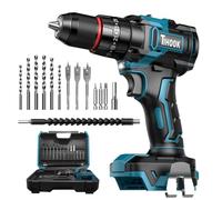 TIHOOK Set di cacciaviti a percussione con batteria da 18 V per Ma-Kita, 90 N.m, cacciavite senza spazzole senza fili, 25 + 3 livelli, mandrino da 10 mm, 2 marce, luce LED, trapano