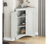 Tiiiopkvvv Armadietto angolare da pavimento per bagno, con ripiani regolabili, decorazioni per casa, cucina, bagno, grigio (grigio)