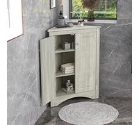 Tiiiopkvvv Armadietto angolare da pavimento per bagno, triangolare, con ripiani regolabili, decorazioni per casa, cucina, bagno, grigio (rovere)