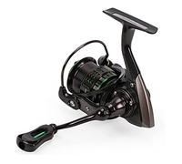 Tiiiopkvvv Bobina da pesca con manico intercambiabile, cuscinetto in acciaio inox, braccio oscillante pieghevole, adatto per principianti e appassionati di pesca (colore: nero)