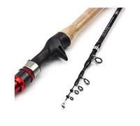 Tiiiopkvvv Canna da pesca canna da pesca 1,8 m canna da pesca telescopica lenta manico in legno canna da lancio peso 1-7 g lenza 1,4-2,7 kg canna da viaggio combo da pesca (colore: rojo, dimensioni