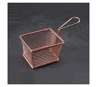 Tiiiopkvvv Cestino per friggere quadrato in acciaio inox con manico a rete grossa per patatine fritte per pollo fritto, patatine fritte, pepite di pollo (colore: A) (B)