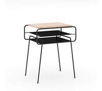 Tiiiopkvvv Comodino generico per camera da letto, comodino in ferro battuto, piano in legno massello e gambe in metallo, cassetti, comodino con ripiano portaoggetti per casa e ufficio (colore: bianco