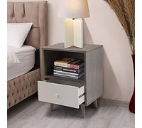 Tiiiopkvvv Comodino generico per camera da letto, comodino in legno con cassetti, moderno ripiano aperto e gambe in legno massello, comodino per casa e ufficio