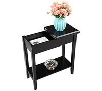 Tiiiopkvvv Comodino generico per camera da letto, comodino, tavolino da caffè di fascia alta con contenitore in legno ultra sottile divano console laterale nero per casa ufficio