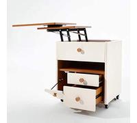 Tiiiopkvvv Comodino generico per camera da letto mobili camera da letto bianco multi-griglia portaoggetti maniglia in legno massello armadietto movimento ruota universale grazioso piccolo comodino per
