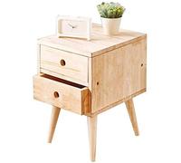 Tiiiopkvvv Comodino moderno per camera da letto, 100% legno massello, comodino con 2 cassetti, colore legno, per casa e ufficio