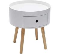 Tiiiopkvvv Comodino per camera da letto, divano, tavolino rotondo, piccolo comodino con cassetto/gambe in legno, per soggiorno, camera da letto, casa e ufficio