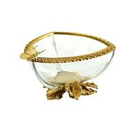 Tiiiopkvvv Controsoffitto Frutta e Verdura Cesto Ciotola di Vetro di Cristallo Ciotola di Frutta Nuovo Stile Cinese Fatto a Mano Rame Mestiere Candy Bowl Casa Soggiorno Decorazione Trasparente Piatto