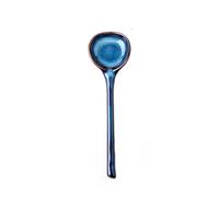 Tiiiopkvvv Cucchiaio 6 cucchiai in ceramica con manico lungo per casa ristorante pranzo piccolo cucchiaio rotondo creativo retrò cucchiaio piccolo cucchiaio da zuppa cucchiaio da zuppa (colore: ottone