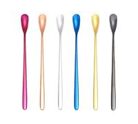 Tiiiopkvvv Cucchiaio con manico lungo per mescolare tè e ghiaccio, cucchiaio da barista in acciaio inossidabile per caffè, dessert, gelato, torta, cocktail (confezione da 6) cucchiaio da zuppa
